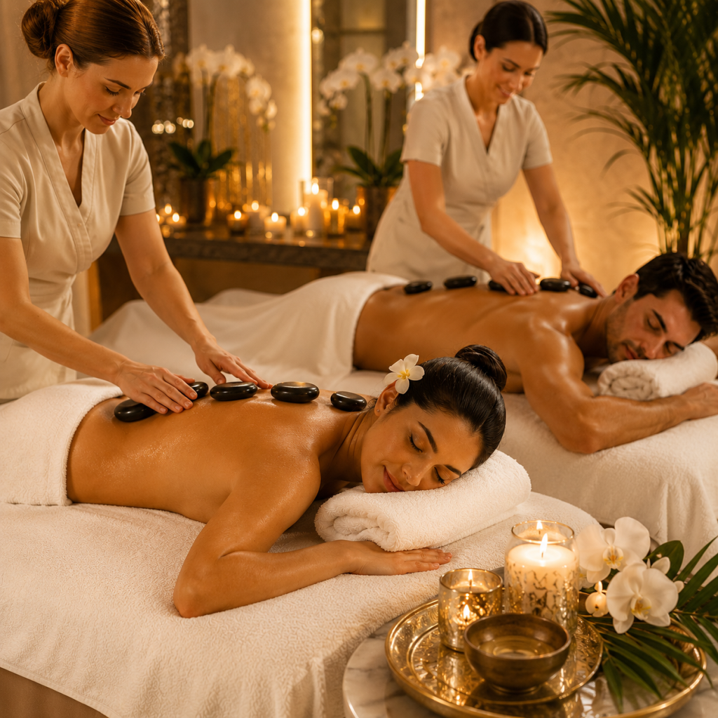 Couples Full Body Hot Stone Massage | 1 hour 15 min | 2 guests