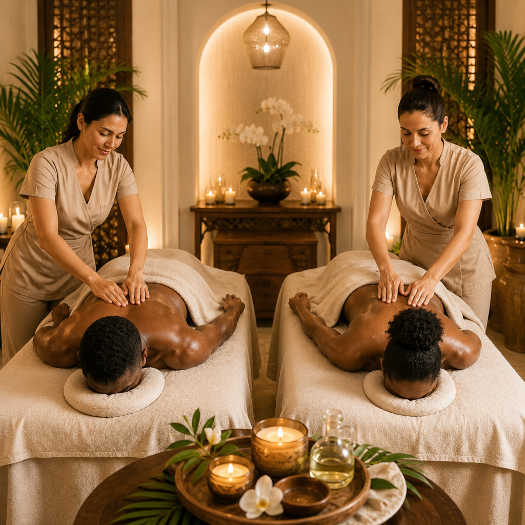 Couples Coconut Back, Neck Shoulder & Relaxing Head Massages |45 min | 2 Guests