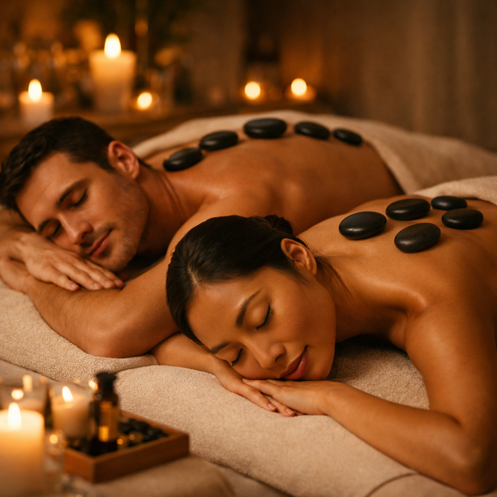 Couples Stone & Stress Release Back, Neck, & Shoulder Massage - 60 min · 2 Guests