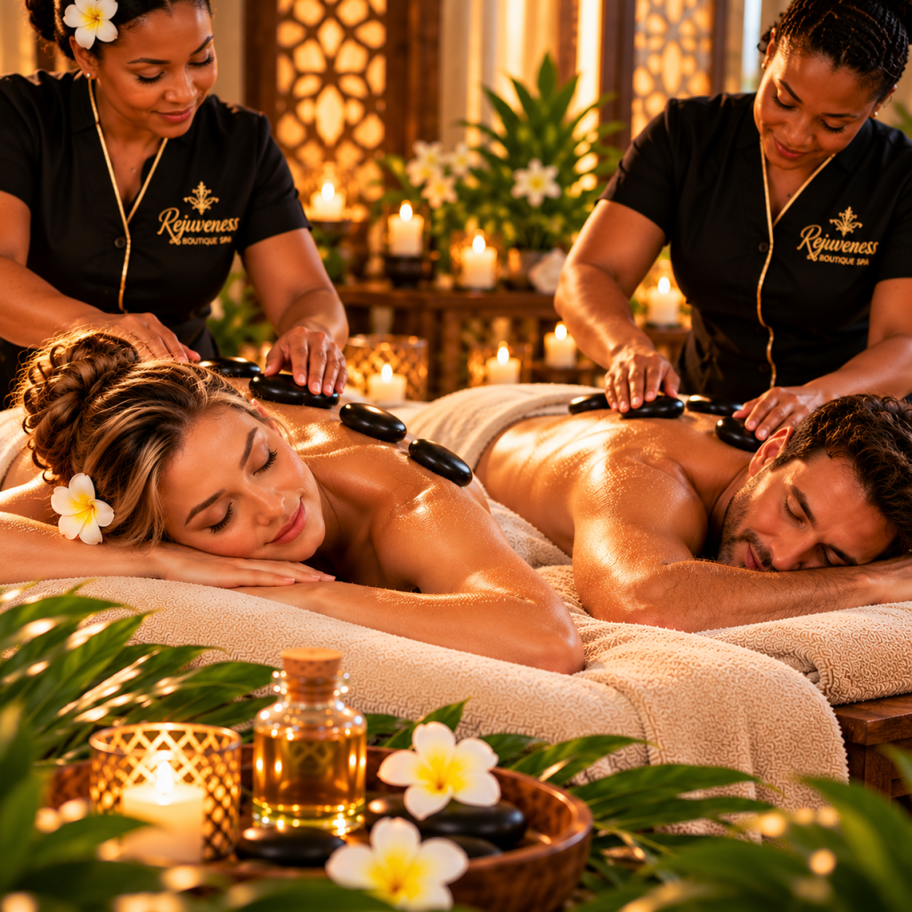 Couples Hot Stone Muscle Melt Back, Neck & Shoulder Massage | 60 min | 2 Guests